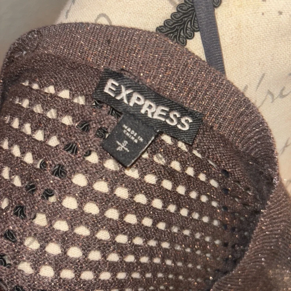 Express Brown Open-Weave Scoop Neck Sweater - Picture 6 of 6